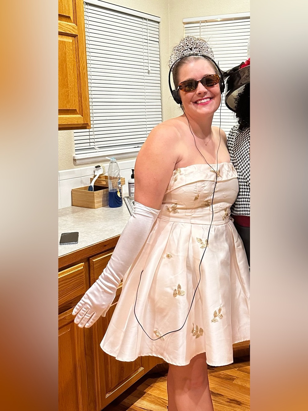 Cream and Gold Strapless Mini Dress-Custom Princess Diaries Costume size L-XL